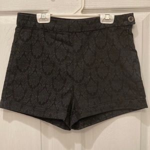 Forever 21 Black Purple Damask Print Fitted Mini Shorts Hot Pants